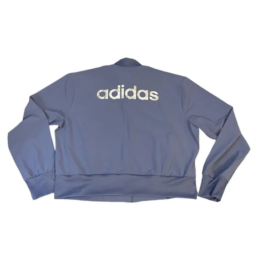 Adidas Women Aero Ready Cropped Windbreaker Track Jacket Size XL Violet Retro - Picture 2 of 7